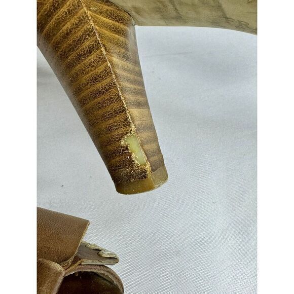 Franco‎ Sarto Light Brown Leather Slip On Peep Toe Flat Bow Flicker Heels US 6.5 - Picture 11 of 11